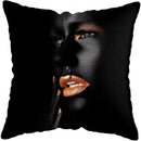 Axyaa Black Gold African Lady Woman Art Deco Pillowcase