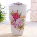 Axyaa Bone  Tumblers with Lid, Cute Floral Big Coffee Cups, Perfect Gift Mug