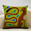 Axyaa Funny Cat Cartoon Pillowcase Linen Cushion Cover for Kids Nursery
