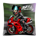 Axyaa Stunt Motorcycle Cartoon Soft Plush Cushion Cover Pillow Case