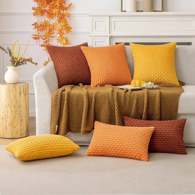 Axyaa Soft Striped Cushion Covers 20x20 Inch for Living Room Decor