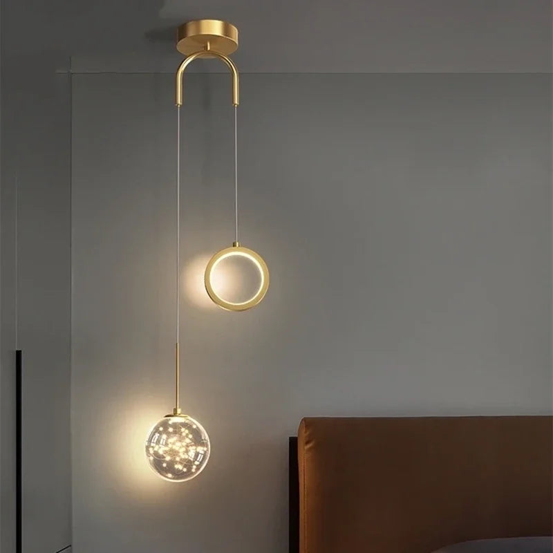 Axyaa Gold Ring LED Pendant Light for Ceiling Suspension Luxury Decor