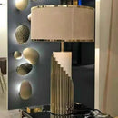 Axyaa Marble LED Desk Lamp with Fabric Lampshade, Luxury Art Atmosphere Table Light