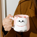 Axyaa 3D Embossed Cat Ceramic Mug 500ml - Cute Novelty Gift for Home