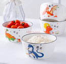 Axyaa Dinosaur Ceramic Rice Bowl 5" Cute Cartoon Soup Bowl for Children's Tableware