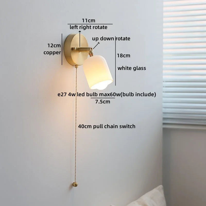 Axyaa Walnut Wood Glass Wall Lamp - Spherical Indoor Light for Living Room, Bathroom & Stairs