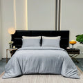 Luxurious Stain Duvet Cover Set - Silky Solid Color & Jacquard Quilt Cover - Axyaa Queen Bedlinens
