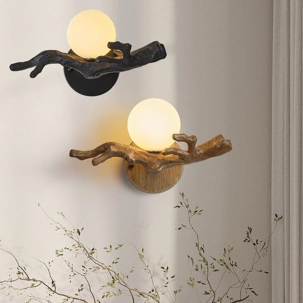 Axyaa Vintage Resin Tree Branch LED Wall Sconces for Bedroom and Corridor Decor