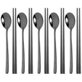 Axyaa Black Gold Stainless Steel Cutlery Set - 10Pcs Luxury Korean Tableware