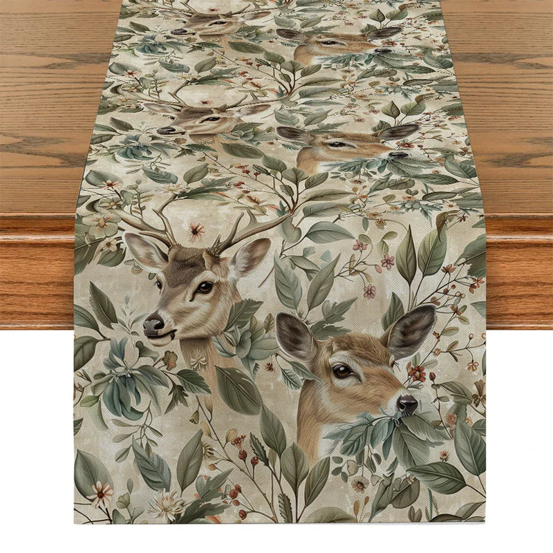 Axyaa Floral Deer Table Runner for Home Decoration and Wedding Parties