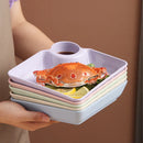 Axyaa Large Square Divided Tray Dumpling Plate Steak Fries Organizer Tableware