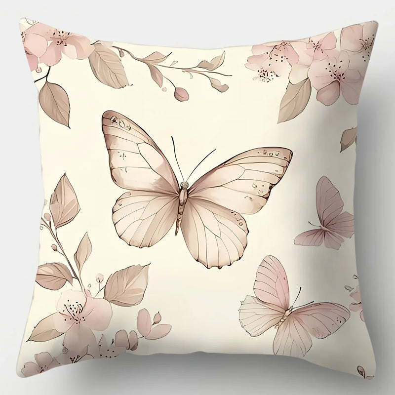 Axyaa Butterfly Sofa Cushion Cover Set - 4pcs, 17.7x17.7 in, Single-Sided Print