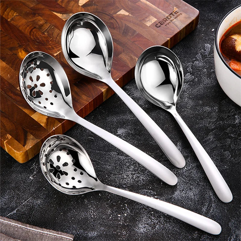 Axyaa Stainless Steel Soup Ladle Serving Colander with Long Handle