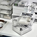 Axyaa Rotating Desk Organizer for Student Dorm Storage, Transparent Multi-Layer Stationery Box