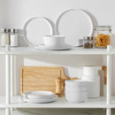 Axyaa LEXI Ceramic Plate Set - White Black Rim Dinnerware, 4/6 PCS Variants