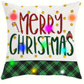 Axyaa Nutcracker Green Plaid LED Pillowcase for Christmas Party and Home Decor