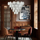 Axyaa Crystal Chandelier Pendant Lamp Luxe Nordic Glass Cream Style