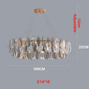 Axyaa Smoky Gray Crystal Round Chandelier LED Light Fixture for Modern Luxury Living Room