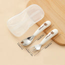 Axyaa Kids Cutlery Set: Stainless Steel Fork Spoon Chopstick Box Set