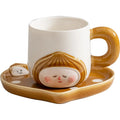 Axyaa Chestnut Ceramic Coffee Cup, Saucer, Plate, Bowl Set - Home Kitchen Tableware