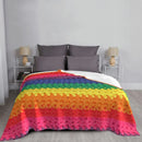 Axyaa Rainbow Crochet Throw Blanket for Vintage Sofas