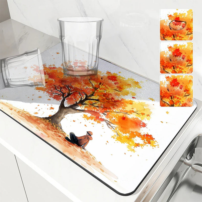 Axyaa Autumn Maple Watercolor Drying Mat