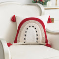 Embroidered Axyaa Joy Bear Christmas Cushion Cover Pillow Case Red Festive Decor