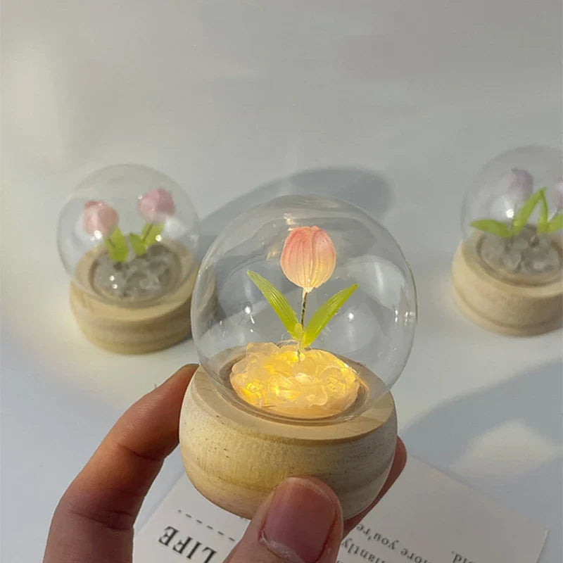 Axyaa Tulip Night Light DIY Kit: Romantic LED Flower Ambient Light Material Package