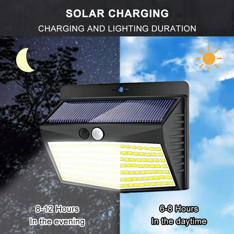 Axyaa 138 LED Solar Outdoor Wall Lamp with Motion Sensor & 3 Modes