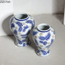 Axyaa Blue White Porcelain Vase Pots Flowers Arrangement Room Decor