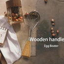 Axyaa Stainless Steel Egg Beater with Wooden Handle for Kitchen Baking