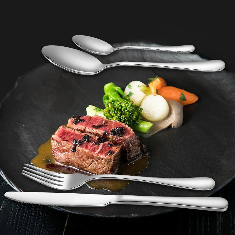 Axyaa 30-Piece Stainless Steel Tableware Set for Hotel and Dining