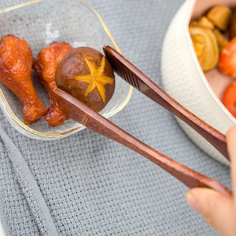 Axyaa Wooden Japanese Tongs - Versatile Salad & BBQ Clamp