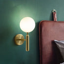 Axyaa Amber Glass Ball LED Wall Light - Nordic Modern Brass Copper G4 Bedroom Stair Lamp