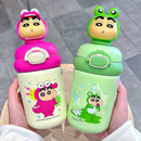Axyaa Cartoon Thermos Bottle: Stainless Steel Insulated Vacuum Cup with Straw for Kids.