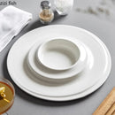Axyaa White Ceramic Dining Plate Set,  Elegant Round Deep Soup & Dessert Plates