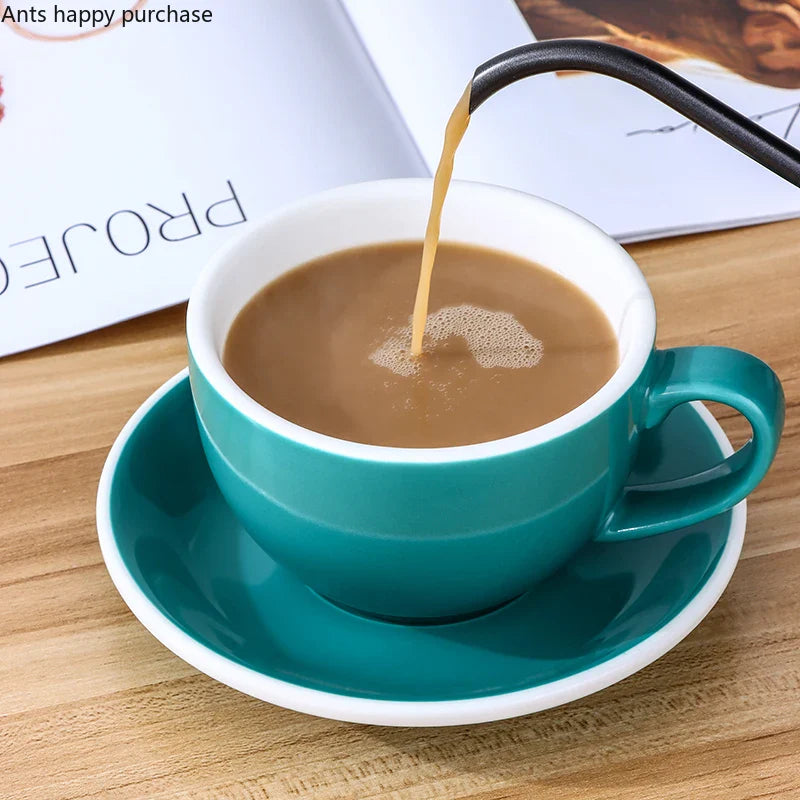 Axya 350ml Ceramic Coffee Cup and Saucer Set for Office Use