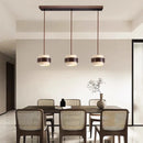 Axyaa LED Wood Pendant Lamp with Natural Stone - Adjustable Wire Hanging Fixture