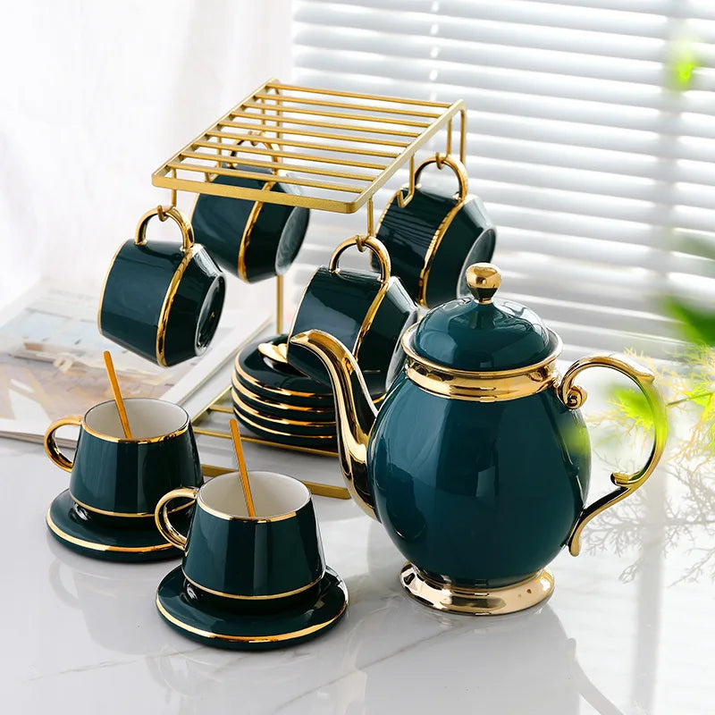 Axya™ Luxury Bone Tea Set with Coffee Pot, Cups, and Accessories