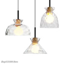 Axyaa Wood Glass Pendant Lamp Japanese Style Minimalist for Living Room, Bedroom, Restaurant