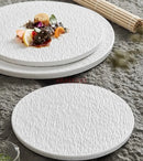 Axyaa Stone Grain Ceramic Steak Plate Set - Round Flat Dim Sum Sushi Plate