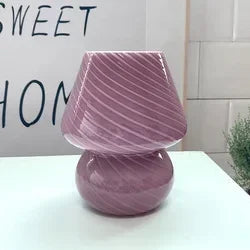 Glass LED Desk Light Mushroom Table Lamp Axyaa Korean Style Striped Bedside Lamp