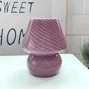Axyaa Striped Mushroom LED Desk Lamp - Korean Ins Style Bedside Glass Light