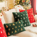 Axyaa Sequin Christmas Tree Embroidery Pillowcase - Festive Snowflake Plush Cushion Cover
