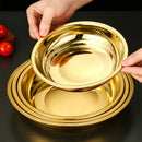 Axyaa Gold Stainless Steel Round Serving Tray - Kitchen Organizer Tray
