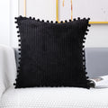 Axyaa Corduroy Pompom Cushion Cover for Sofa, 45x45 Thick Tripe Pillow