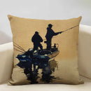 Axyaa Boat Pattern Linen Cushion Cover for Home Sofa Decor