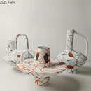 Irregular Ceramic Vase by Axyaa: Abstract Aesthetic Room Decor with Artificial Flowers