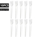 Axyaa White Gold Stainless Steel Dinner Fork Set - 10Pcs Flatware Cutlery Party Kitchen