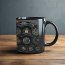 Axyaa Aerospace Aircraft Instrument Panels Coffee Mug Black Ceramic Astronaut Gift